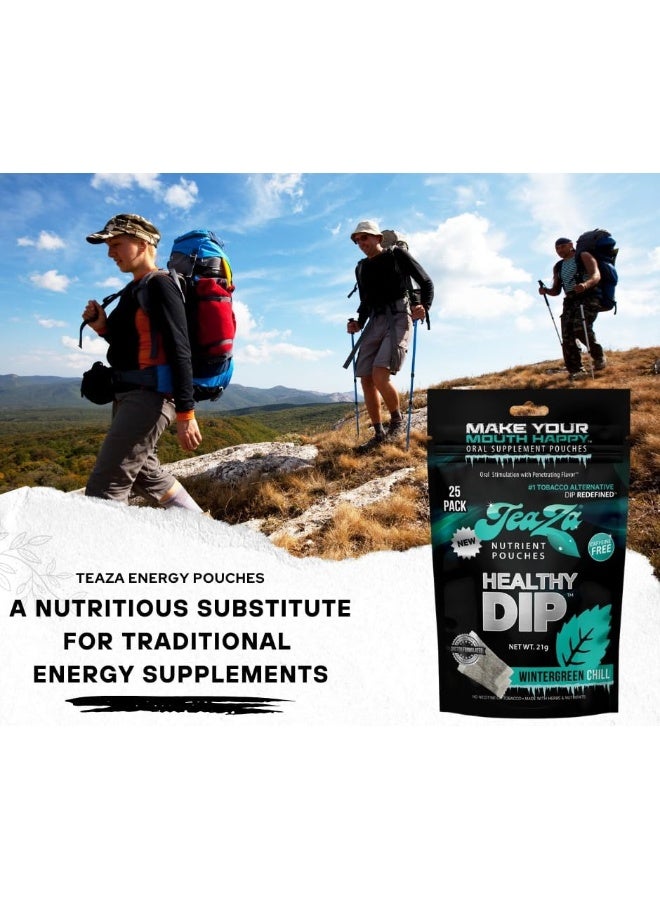 Teaza Herbal Energy Pouches Tobacco Free Nicotine Free, Smokeless Alternative Snuff Healthy Chewing Dipping Alternative, Wintergreen Chill (1 Pack) - Image 4